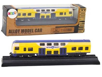 Gyűjthető fém vonatmodell 1:48 sárga kék