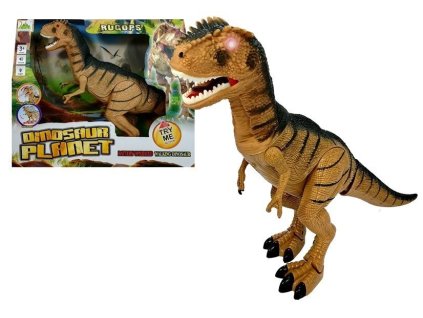 Egy Tyrannosaurus dinoszaurusz, amely mozog, ordít és világít