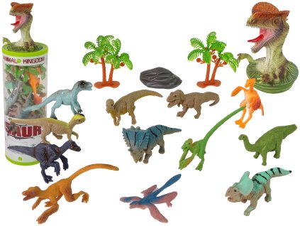 Állatok Dinosauruszok figurák készlet 12 db. Tartozékok tubusban