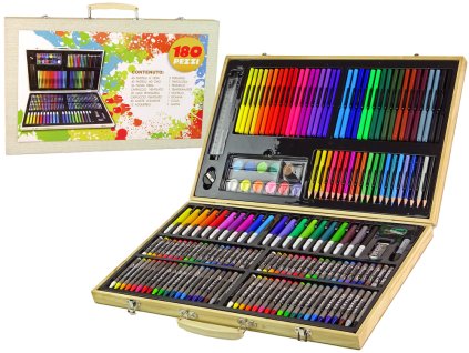 198705 sada pro malire v drevenem kufriku 180 prvku