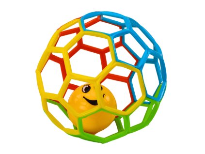 Színes gumilabda csörgővel és csengővel babának