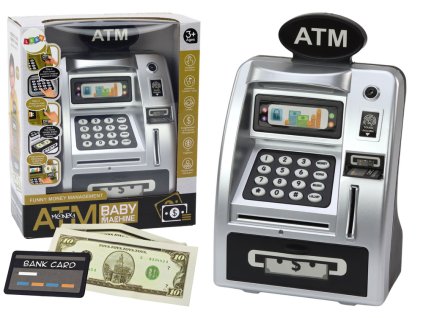 Gyerek ATM pénztárca megtakarítás ezüst-fekete