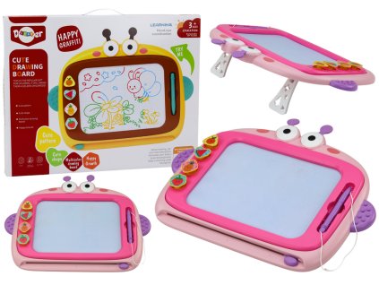 210514 magneticka tabule na kresleni 4 barvy se zmizikem 4 razitka ruzova