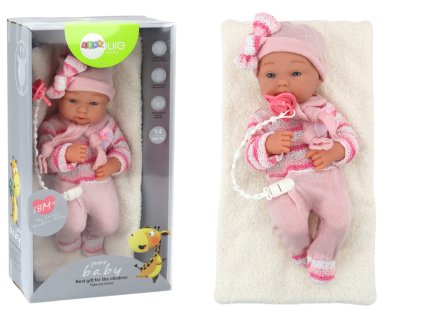 Baby doll pulóver csíkos sapkával sál kiegészítők rózsaszín