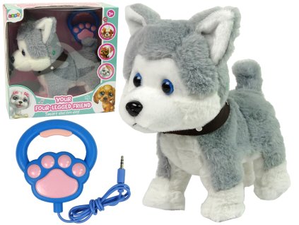 209746 plysovy pejsek husky interaktivni edukacni s voditkem a pisnickami chodici
