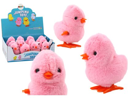Ugró plüss csirke nyújtható rózsaszín játékdísz