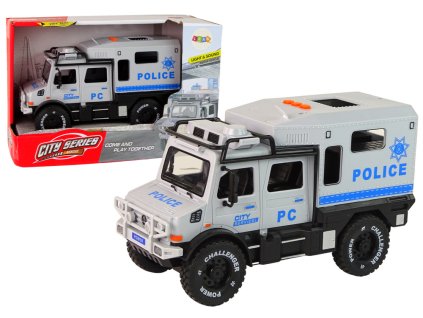 Rendőrszürke terepjáró, nyíló ajtó hangokkal és fényekkel