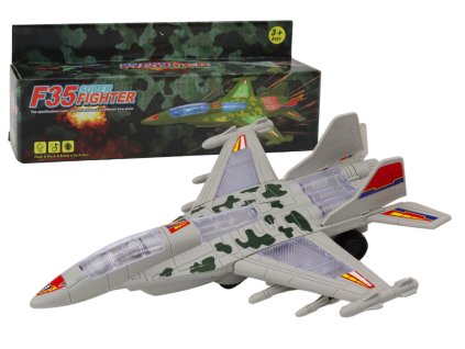 Katonai F35-ös vadászrepülőgép szürke fényekkel és hangokkal