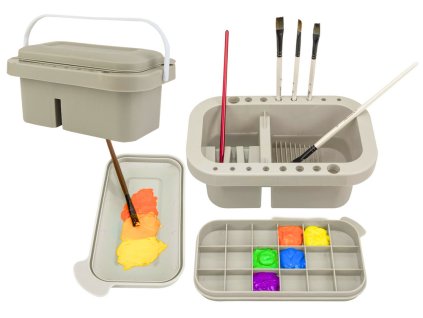 Mosóedény kefék mosásához és tárolásához, rendszerezővel