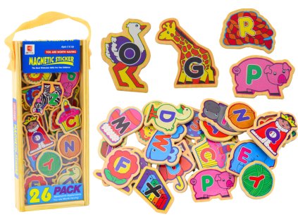 Fa mágnes betűk és képek 26 db