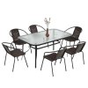 pol pm Zestaw Mebli Ogrodowych Tarasowych Szklany Stol 150x90 Krzesla 6szt Braz 26571 2