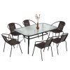 pol ps Zestaw Mebli Ogrodowych Tarasowych Szklany Stol 150x90 Krzesla 6szt Braz 26571 2