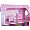 Dřevěný domeček pro panenky s LED osvětlením růžový09