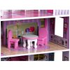 Dřevěný domeček pro panenky s LED osvětlením růžový12