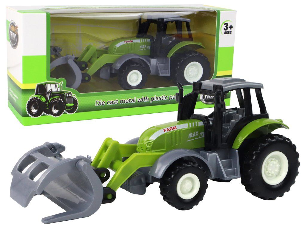 Trattore con benna tipo coccodrillo verde