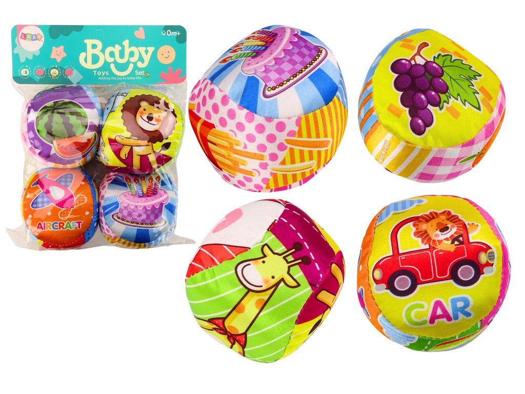 Palline educative morbide colorate con sonaglio set 4 pz