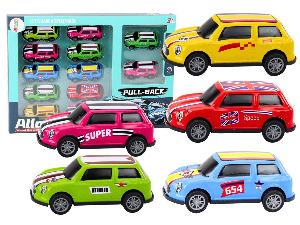 Set di auto colorate con motore, 12 pezzi