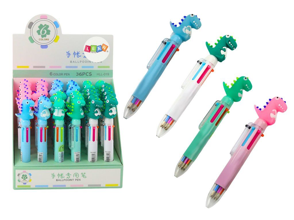 Penna automatica multicolore Dino 6 colori mix