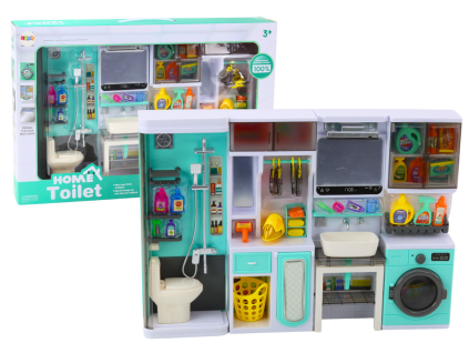 Set da gioco bagno 4 in 1 doccia, WC, lavatrice e accessori