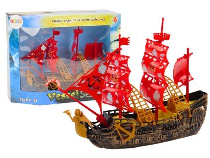 Nave pirata con luci e suoni su ruote marrone