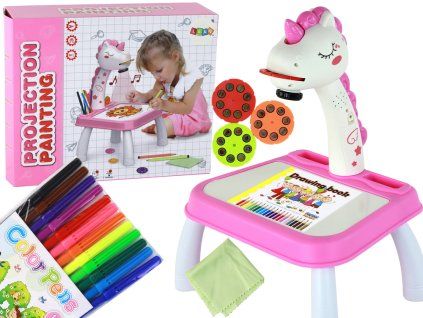 Proiettore per disegnare Unicorno con pastelli e inserti rosa