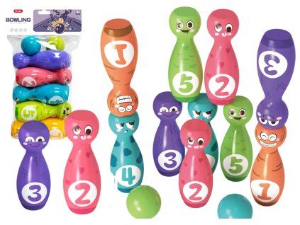 Set di bowling con palle colorate con facce 10 pz