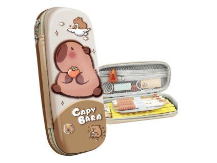 Astuccio scolastico con capibara beige