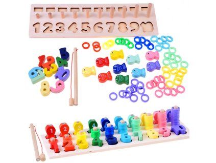 Gioco Montessori in legno con numeri e asta magnetica 77 pezzi