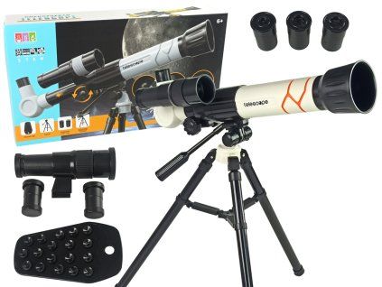 Telescopio scientifico con supporto per telefono bianco