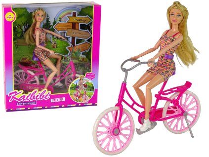 Bambola su bicicletta rosa