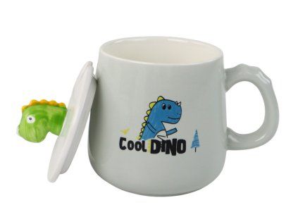 Tazza blu Dinosauro con cucchiaino e coperchio