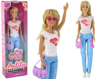 Bambola Anlily con blusa bianca, borsa e occhiali