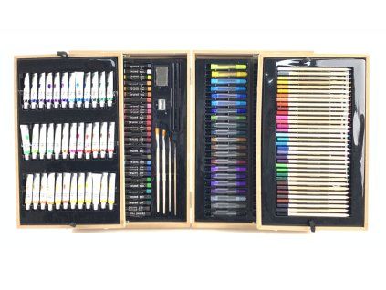Set artistico in valigetta di legno 174 pezzi