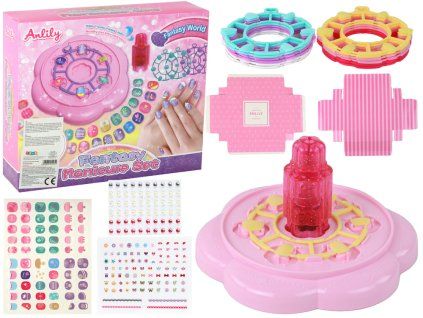 Set per unghie per bambini con adesivi e diamanti rosa