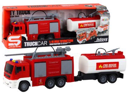 Camion dei pompieri con rimorchio 1:16 rosso