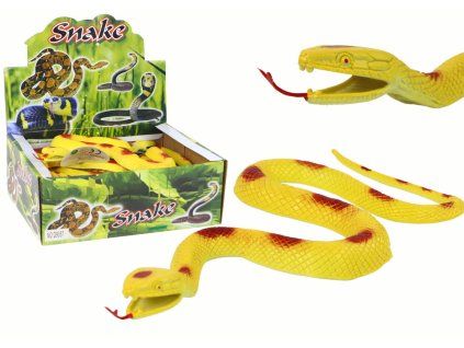 Serpente di gomma gialla con macchie rosse