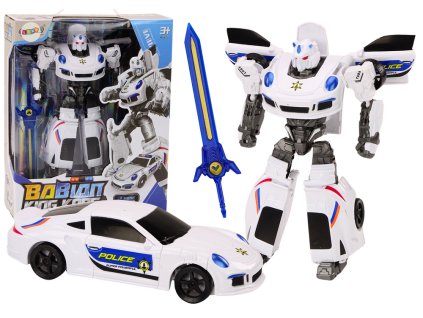 Auto-robot 2v1 Transformace Policejní Auto Bílé