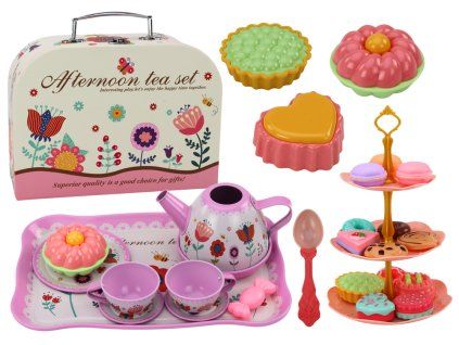 Set da tè in valigetta tazze piattini piani biscotti