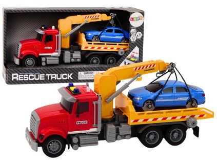 Camion dei pompieri rosso con luci, suoni e gru