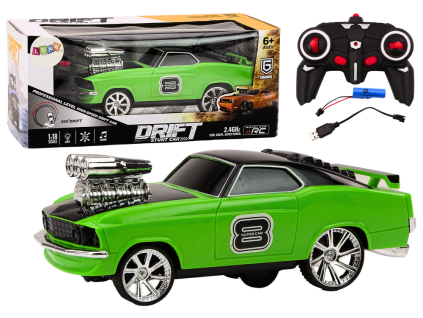Auto radiocomandato 1:18 Drift 360 luci e suoni verde