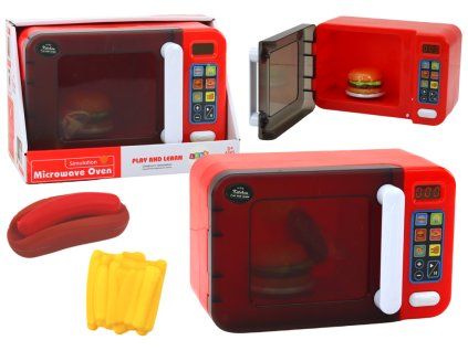 Microonde giocattolo per bambini rossa con accessori