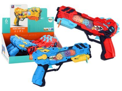 Pistola proiettore Dino con luci e suoni blu e rossa