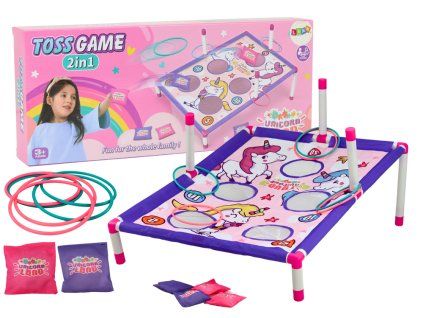 Gioco di abilità lanciando anelli e sacchetti 2in1 Unicorni