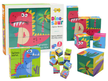 Puzzle educativo 6v1 cubi 6 immagini dinosauri 9 pezzi
