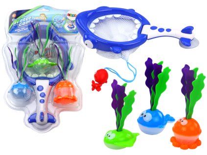 Giochi da bagno 2 in 1 colino e cestino squalo pesci con alghe