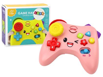 Console educativa interattiva rosa con luci e suoni