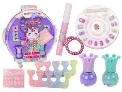 Set cosmetico in valigetta per unghie e trucco valigetta viola 9 pz