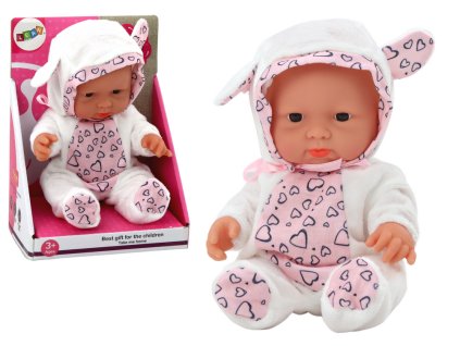 Malá panenka miminko bílý obleček čepička mašlička ouška