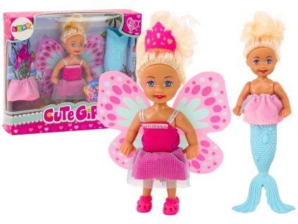 Mini bambola 2v1 sirena fata con coda e ali