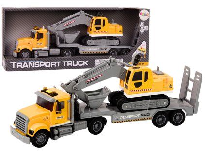 Camion con escavatore cingolato con luci e suoni giallo